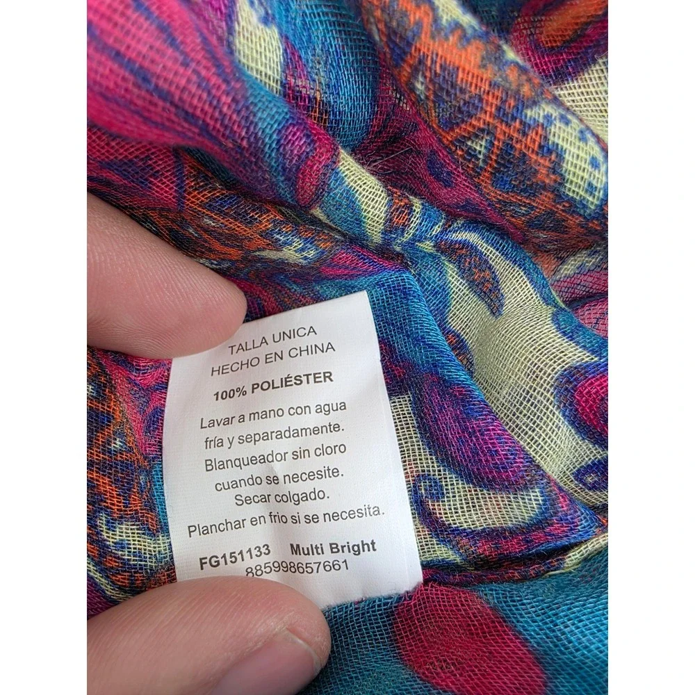 Multi Bright Floral Polka Dot Infinity Scarf Teal Pink Mixed Print‎ Lightweight